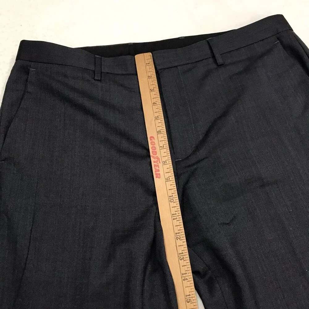 J CREW Bowery Dress Pants Men 34/34 (36x34 fit) Deep Navy Blue Flat Wool Blend